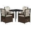 Image de vidaXL Ensemble de jardin 5 pièces avec coussins Marron Poly rotin