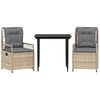 Image de vidaXL Ensemble de jardin 3 pièces avec coussins Beige Poly Rattan