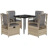 Image de vidaXL Salon de jardin 5 pièces avec coussins Beige Poly Rattan