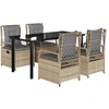 Image de vidaXL Salon de jardin 5 pièces avec coussins Beige Poly Rattan
