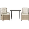 Image de vidaXL Ensemble de jardin 3 pièces avec coussins Beige Poly Rattan