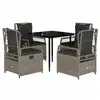 Image de vidaXL Salon de jardin 5 pièces avec coussins gris clair Poly rotin