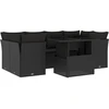 Image de vidaXL Ensemble de salon de jardin 7 pièces avec coussins noir poly rotin
