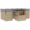 Image de vidaXL Ensemble de salon de jardin 7 pièces avec coussins Beige Poly Rattan