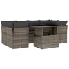 Image de vidaXL Ensemble de salon de jardin 7 pièces avec coussins Gris Poly rotin