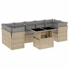 Image de vidaXL Ensemble de jardin canapé 8 pièces avec coussins Beige Poly Rattan