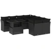 Image de vidaXL Ensemble de salon de jardin 9 pièces avec coussins noir poly rotin