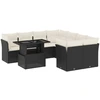 Image de vidaXL Ensemble de salon de jardin 9 pièces avec coussins noir poly rotin