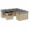 Image de vidaXL Ensemble de salon de jardin 9 pièces avec coussins beige Poly rotin