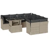 Image de vidaXL Ensemble de salon de jardin 9 pièces avec coussins gris clair Poly rotin