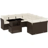 Image de vidaXL Ensemble de salon de jardin 9 pièces avec coussins Marron Poly Rattan