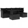 Image de vidaXL Ensemble de salon de jardin 6 pièces avec coussins noir poly rotin