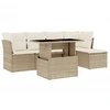 Image de vidaXL Ensemble de salon de jardin 6 pièces avec coussins Beige Poly Rattan