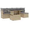 Image de vidaXL Ensemble de salon de jardin 6 pièces avec coussins Beige Poly Rattan