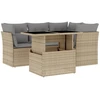 Image de vidaXL Ensemble de salon de jardin 5 pièces avec coussins Beige Poly Rattan