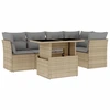 Image de vidaXL Ensemble de salon de jardin 6 pièces avec coussins Beige Poly Rattan