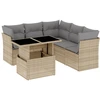 Image de vidaXL Ensemble de salon de jardin 6 pièces avec coussins Beige Poly Rattan