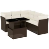 Image de vidaXL Ensemble de salon de jardin 6 pièces avec coussins Marron Poly Rattan