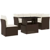 Image de vidaXL Ensemble de salon de jardin 6 pièces avec coussins Marron Poly Rattan