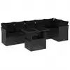 Image de vidaXL Ensemble de salon de jardin 7 pièces avec coussins noir poly rotin