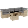 Image de vidaXL Ensemble de salon de jardin 7 pièces avec coussins Beige Poly Rattan