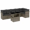 Image de vidaXL Ensemble de salon de jardin 7 pièces avec coussins Gris Poly rotin