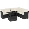 Image de vidaXL Ensemble de salon de jardin 7 pièces avec coussins noir poly rotin