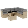 Image de vidaXL Ensemble de salon de jardin 7 pièces avec coussins Beige Poly Rattan