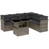 Image de vidaXL Ensemble de salon de jardin 7 pièces avec coussins Gris Poly rotin