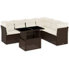 Image de vidaXL Ensemble de salon de jardin 7 pièces avec coussins Marron Poly rotin