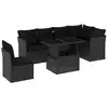 Image de vidaXL Ensemble de salon de jardin 7 pièces avec coussins noir poly rotin