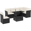 Image de vidaXL Ensemble de salon de jardin 7 pièces avec coussins noir poly rotin