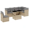 Image de vidaXL Ensemble de salon de jardin 7 pièces avec coussins Beige Poly Rattan