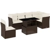 Image de vidaXL Ensemble de salon de jardin 7 pièces avec coussins Marron Poly rotin