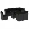 Image de vidaXL Ensemble de salon de jardin 9 pièces avec coussins noir poly rotin