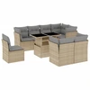 Image de vidaXL Ensemble de salon de jardin 9 pièces avec coussins beige Poly rotin
