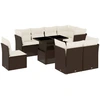 Image de vidaXL Ensemble de salon de jardin 9 pièces avec coussins Marron Poly Rattan