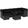 Image de vidaXL Ensemble de jardin canapé 8 pièces avec coussins noir poly rotin