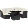 Image de vidaXL Ensemble de jardin canapé 8 pièces avec coussins noir poly rotin