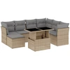 Image de vidaXL Ensemble de jardin canapé 8 pièces avec coussins Beige Poly Rattan