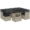 Image de vidaXL Ensemble de jardin canapé 8 pièces avec coussins gris clair Poly rotin