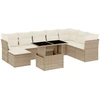 Image de vidaXL Ensemble de salon de jardin 9 pièces avec coussins beige Poly rotin