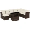 Image de vidaXL Ensemble de salon de jardin 9 pièces avec coussins Marron Poly Rattan