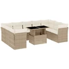 Image de vidaXL Ensemble de salon de jardin 10 pièces avec coussins Beige Poly Rattan