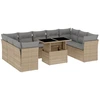 Image de vidaXL Ensemble de salon de jardin 10 pièces avec coussins Beige Poly Rattan