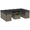 Image de vidaXL Ensemble de salon de jardin 10 pièces avec coussins Gris Poly Rattan