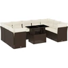 Image de vidaXL Ensemble de salon de jardin 10 pièces avec coussins Marron Poly Rattan