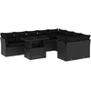 Image de vidaXL Ensemble de 10 canapés de jardin avec coussins noir poly rotin