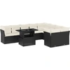 Image de vidaXL Ensemble de 10 canapés de jardin avec coussins noir poly rotin