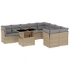 Image de vidaXL Ensemble de salon de jardin 10 pièces avec coussins Beige Poly Rattan